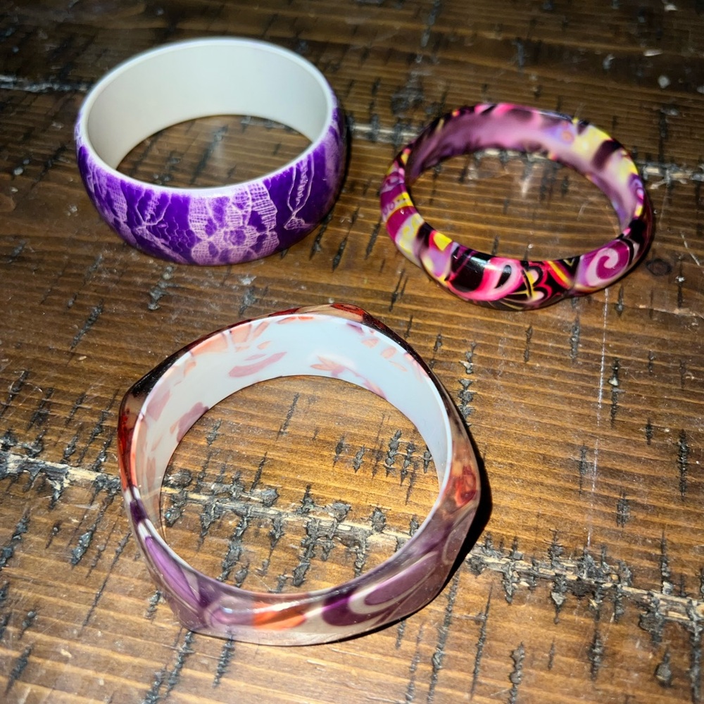 Vintage Chunky Abstract Bangle Bracelet Lot
